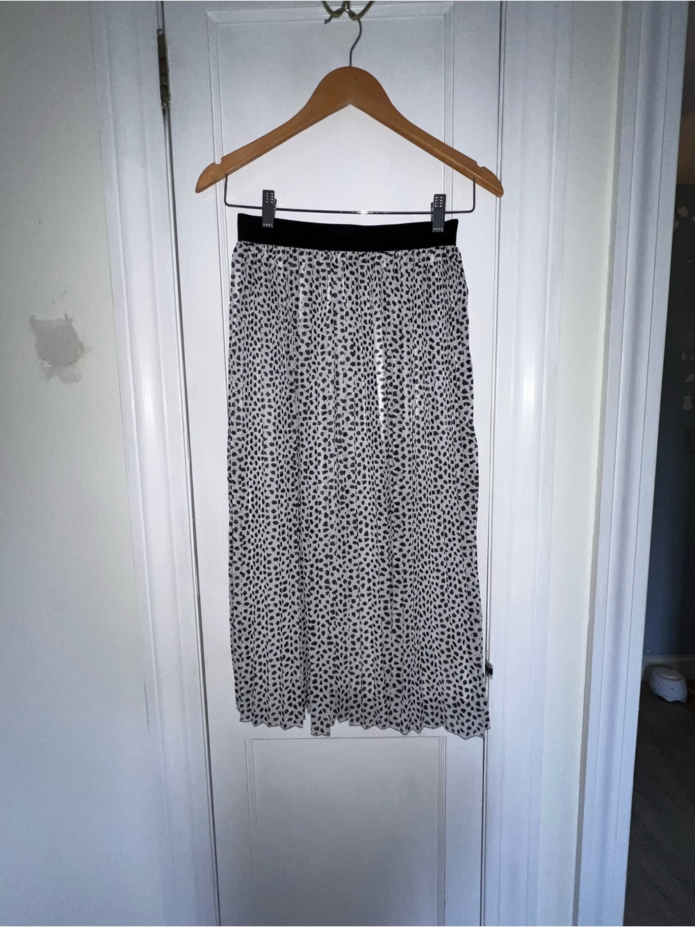 Rachel Zoe Black and White Leopard-Print Midi Skirt